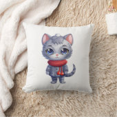 Kerst Schattige Russisch Blauw Kat Kussen (Deken)