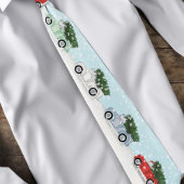 Kerst Schattige Rustieke Kleurrijke Truck Sneeuwvl Stropdas