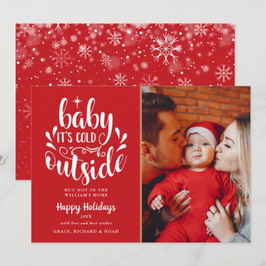 Kerst Schattige Script Moderne foto Feestdagenkaart (Voorkant / Achterkant)