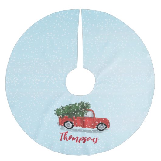 Kerst Schattige Script Waterverf rustieke rode tru Kerstboom Rok (Voorkant)