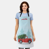 Kerst Schattige Script Waterverf rustieke rode tru Schort (Gedragen)