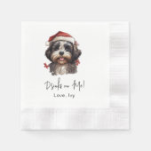 Kerst Schattige Shih Tzu Dog Drink op mij Servet (Voorkant)