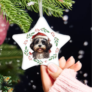 Kerst Schattige Shih Tzu Dog gepersonaliseerd Keramisch Ornament