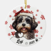 Kerst Schattige Shih Tzu Dog gepersonaliseerd Keramisch Ornament (Voorkant)