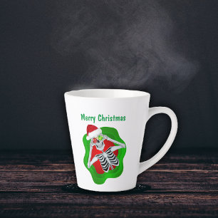 Kerst Schattige Skelet Ornament Eyes in Splatter Latte Mok