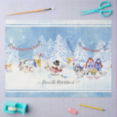 Kerst Schattige Sneeuwman Geboorte Waterverf Famil Tissuepapier (Craft)