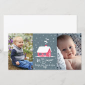 Kerst Schattige Snowy House Custom 2 foto's Vakant Feestdagenkaart (Voorkant / Achterkant)