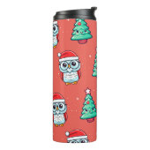 Kerst Schattige Uil Sinterklaas Thermosbeker (Gedraaid links)