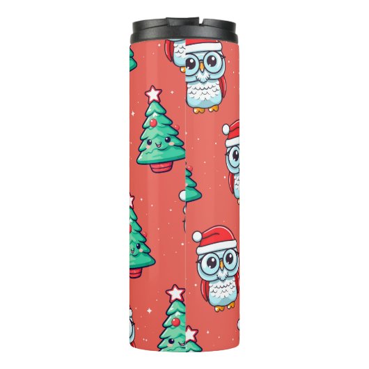 Kerst Schattige Uil Sinterklaas Thermosbeker (Achterkant)