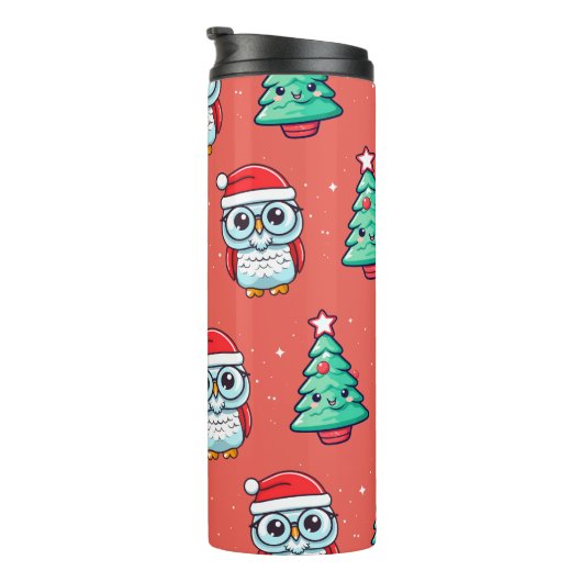 Kerst Schattige Uil Sinterklaas Thermosbeker (Geroteerd rechts)