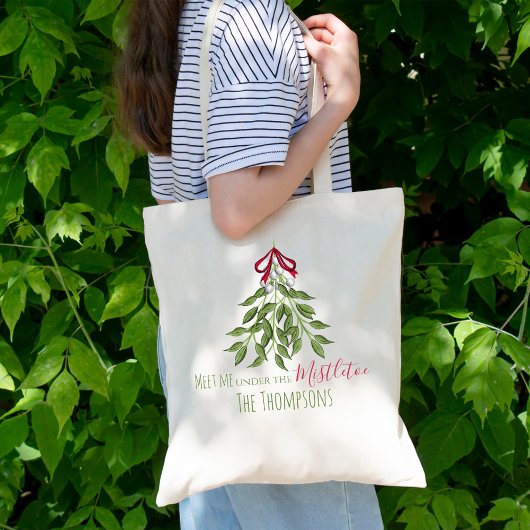 Kerst Schattige Wintergroen Mistletoe Eenvoudig Tote Bag