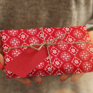 Kerst Schattige winterrood sneeuwvlokpatroon Tissuepapier