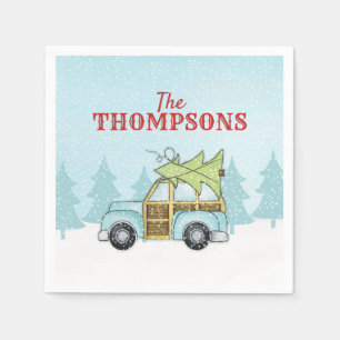 Kerst Schattige Wintervakantie Whimsical Woodland Servet