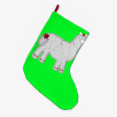Kerst Schattigee Alpaca Feliz Navidad Grote Kerstsok (Voorkant (Hangend))
