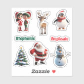 Kerst Schattigee Animatie Persoonlijke naam Sticker (Vel)