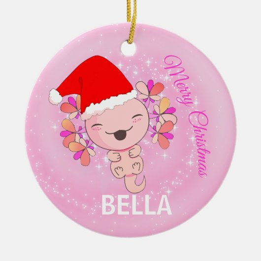 Kerst Schattigee Axolotl hagedis Foto Keramisch Ornament (Voorkant)