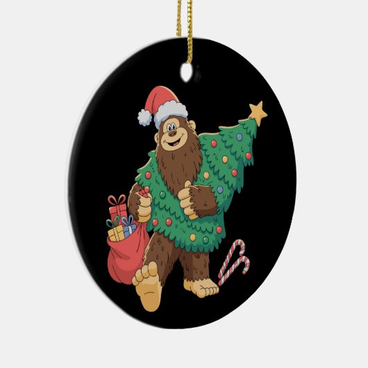 Kerst Schattigee Bigfoot Sasquatch Xmas Tree Light Keramisch Ornament (Rechts)