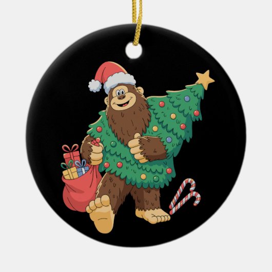 Kerst Schattigee Bigfoot Sasquatch Xmas Tree Light Keramisch Ornament (Voorkant)