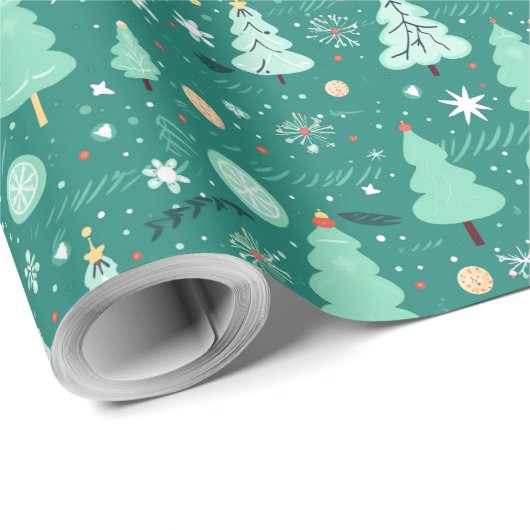 Kerst Schattigee Bomen Verpakking Papier (Rol Hoek)