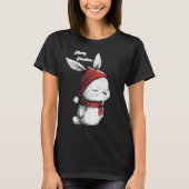 Kerst Schattigee Bunny Red Pet T-shirt (Voorkant)
