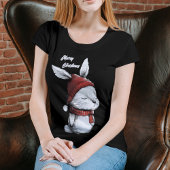 Kerst Schattigee Bunny Red Pet T-shirt