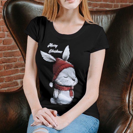 Kerst Schattigee Bunny Red Pet T-shirt