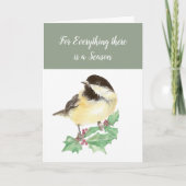 Kerst Schattigee Chickadee Bird Bijbel Feestdagen Kaart (Voorkant)