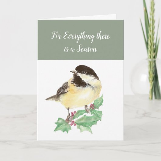 Kerst Schattigee Chickadee Bird Bijbel Feestdagen Kaart (Voorkant)
