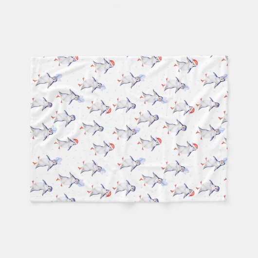 Kerst Schattigee dansende pinguïns Fleece Deken (Voorkant (Horizontaal))