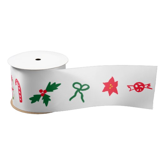 KERST Schattigee Doodle Whimsical CUSTOM Vakantie Satijnen Lint (Spoel)