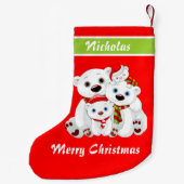 Kerst Schattigee familie Beer rood Kleine Kerstsok (Achterkant)