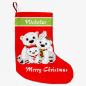 Kerst Schattigee familie Beer rood Kleine Kerstsok (Voorkant)