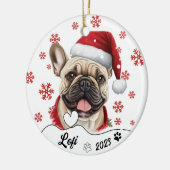 Kerst Schattigee Franse Bulldog gepersonaliseerd Keramisch Ornament (Links)
