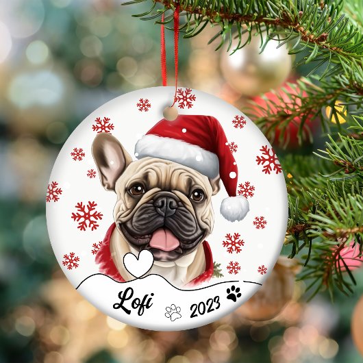 Kerst Schattigee Franse Bulldog gepersonaliseerd Keramisch Ornament