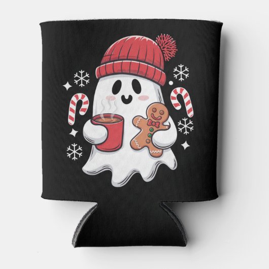 Kerst Schattigee Ghost Iced Coffee Retro Xmas Coff Blikjeskoeler (Voorkant)