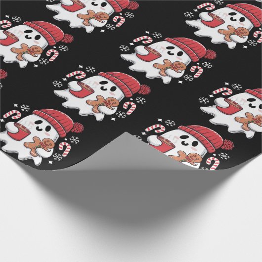 Kerst Schattigee Ghost Iced Coffee Retro Xmas Coff Cadeaupapier (Hoek)