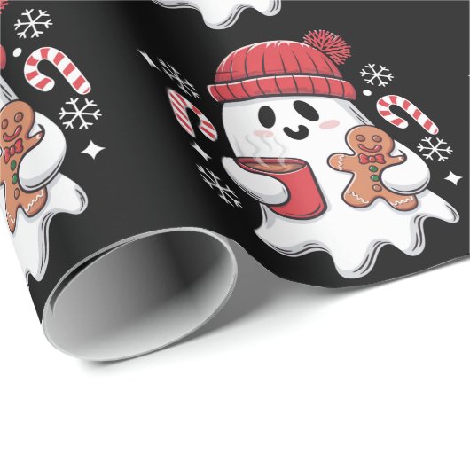 Kerst Schattigee Ghost Iced Coffee Retro Xmas Coff Cadeaupapier (Rol Hoek)