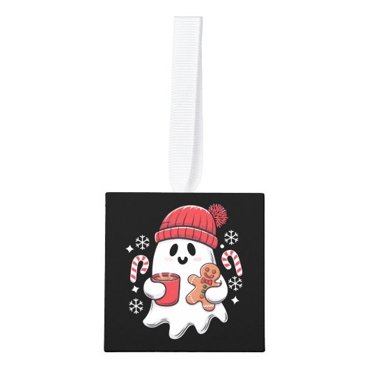 Kerst Schattigee Ghost Iced Coffee Retro Xmas Coff Decoratie (Voorkant)