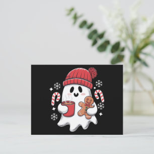 Kerst Schattigee Ghost Iced Coffee Retro Xmas Coff Feestdagenkaart