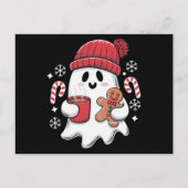 Kerst Schattigee Ghost Iced Coffee Retro Xmas Coff Feestdagenkaart (Voorkant)