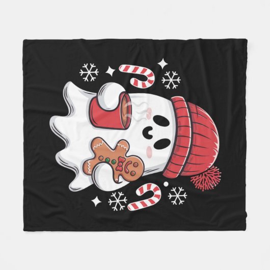 Kerst Schattigee Ghost Iced Coffee Retro Xmas Coff Fleece Deken (Voorkant (Horizontaal))