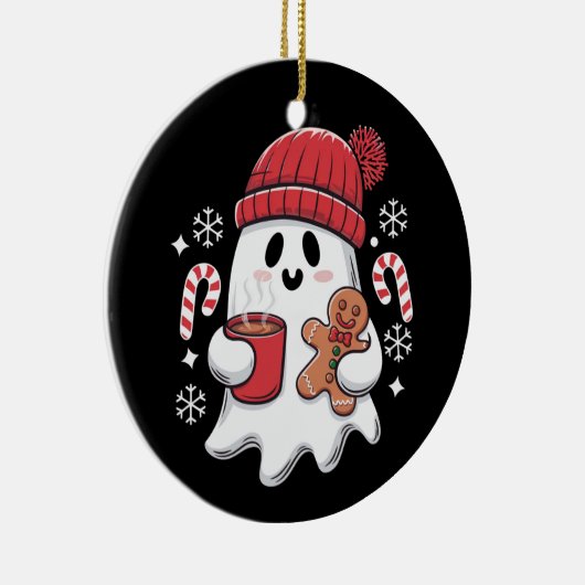 Kerst Schattigee Ghost Iced Coffee Retro Xmas Coff Keramisch Ornament (Rechts)