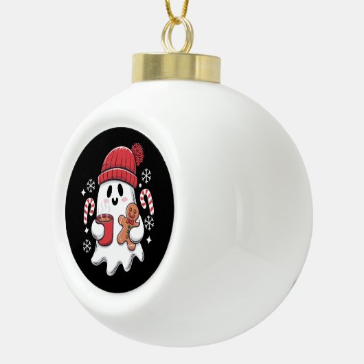 Kerst Schattigee Ghost Iced Coffee Retro Xmas Coff Keramische Bal Ornament (Rechts)