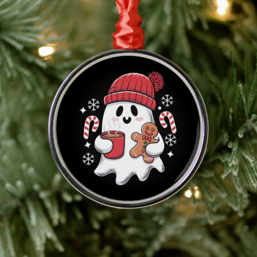 Kerst Schattigee Ghost Iced Coffee Retro Xmas Coff Metalen Ornament (Boom)