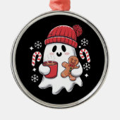 Kerst Schattigee Ghost Iced Coffee Retro Xmas Coff Metalen Ornament (Voorkant)