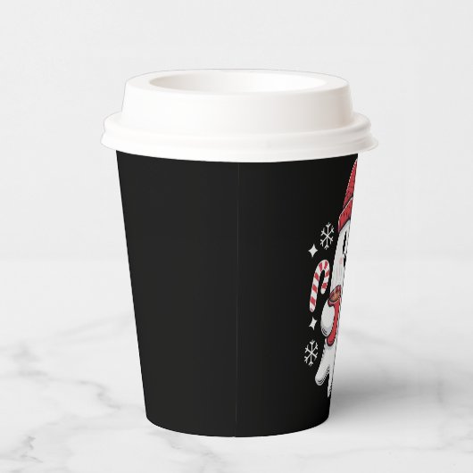 Kerst Schattigee Ghost Iced Coffee Retro Xmas Coff Papieren Bekers (Rechts)