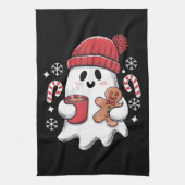 Kerst Schattigee Ghost Iced Coffee Retro Xmas Coff Theedoek (Verticaal)