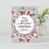 Kerst Schattigee Gnome Snowflake Grijs Rood Foto Feestdagenkaart (Staand voorkant)