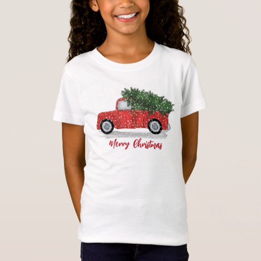 Kerst Schattigee grillige rustieke rode vrachtwage T-shirt (Voorkant)