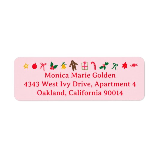 Kerst Schattigee Hand-Drawn CUSTOM Retouradres Etiket (Voorkant)